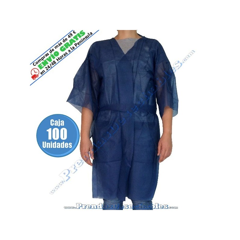 Bata Kimono de PP TST Azul con Cierre y Bolsillo
