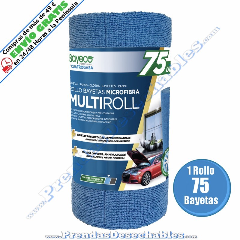 Bayeta Microfibra 28 X 27 Cm Azul En Rollo