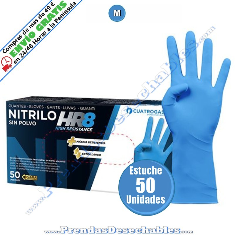 Guantes de Nitrilo Azul HR8