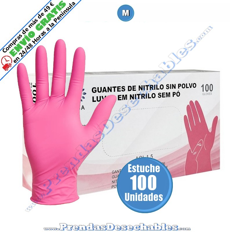 Guantes de Nitrilo Rosa Alba